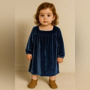 Lands End Velvet Long Sleeve Dress for Kids